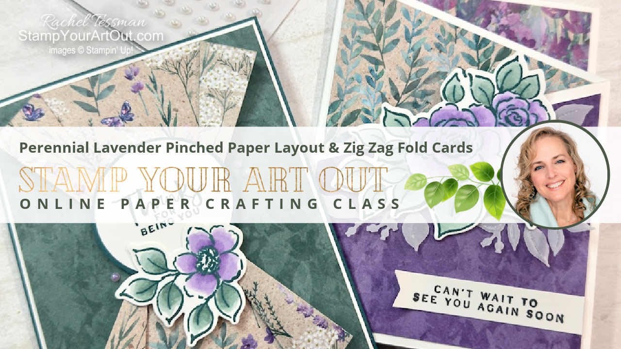 Perennial Lavender Pinched Paper Layout & Zig Zag Fold Cards
