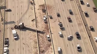 18-wheeler crashes, loses load of bricks in middle of Houston freeway