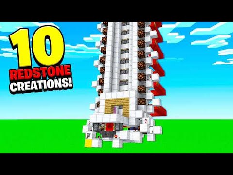 10 REDSTONE CREATIONS YOU CAN BUILD! (ELEVATOR, SECRET DOORS)