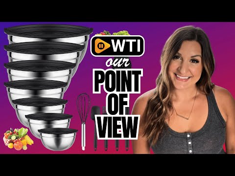 Mixing Bowls with Lids set - 25 PCS Stainless Steel Nesting Black Mixing Bowls Set for Baking - WTI product video review