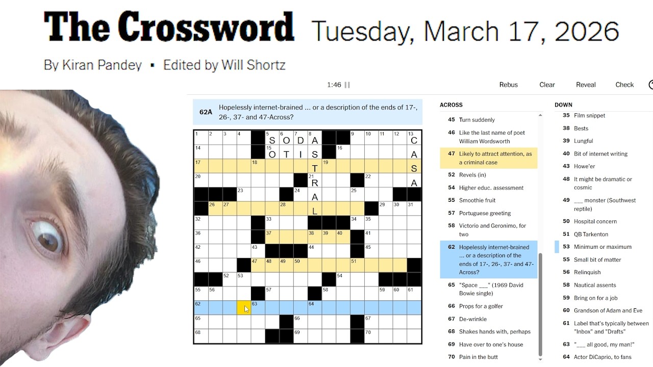 One Clue Made This Gold Star HELL - NYT Crossword - Tuesday, March 17