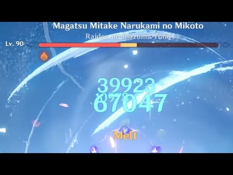 Genshin Impact: Now that's alota damage on raiden... (20% crit rate/dmg food, 20% cryo dmg potion)