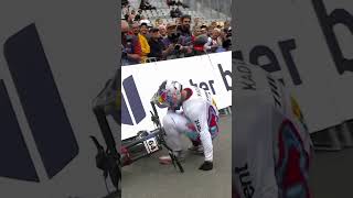 Crossing the finish line in style!🤣 #shorts #bike #funny