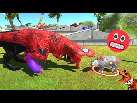 DARK TREX VS RED BATMAN VS SPIDERMAN TREX COMICS RACE CHAMPIONSHIP Animal Revolt Battle Simulator
