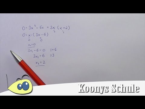 Nullstellen von f(x) = 3x² - 6x bestimmen, x ausklammern und umstellen