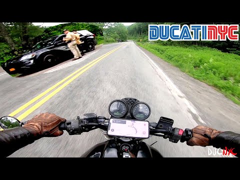 Lost Police - sending it on Catskill TT (stage 5) Old Route 17, NY - Ducati NYC Vlog v1480