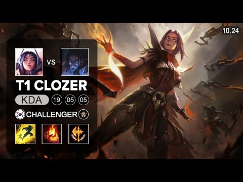 T1 Clozer  Irelia Mid vs Sylas - KR Challenger Patch 10.24
