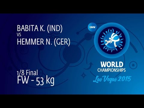 1/8 FW - 53 kg: K. BABITA (IND) df. N. HEMMER (GER), 13-6