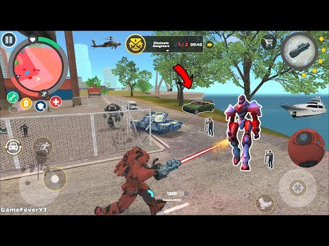 Rope Hero: Vice Town (Transformer Ball Red Laser Gun Destroy Robots) Solor Sea - Android Gameplay HD