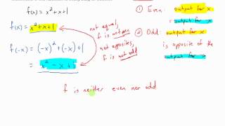 Determining if a Function is Even or Odd Using Algebra
