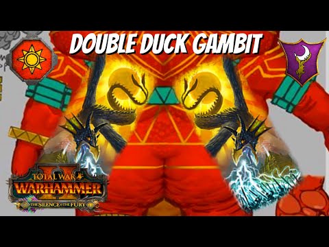 THE DOUBLE DUCK GAMBIT BUILD. Lizardmen Vs Dark Elves. Total War Warhammer 2, Multiplayer