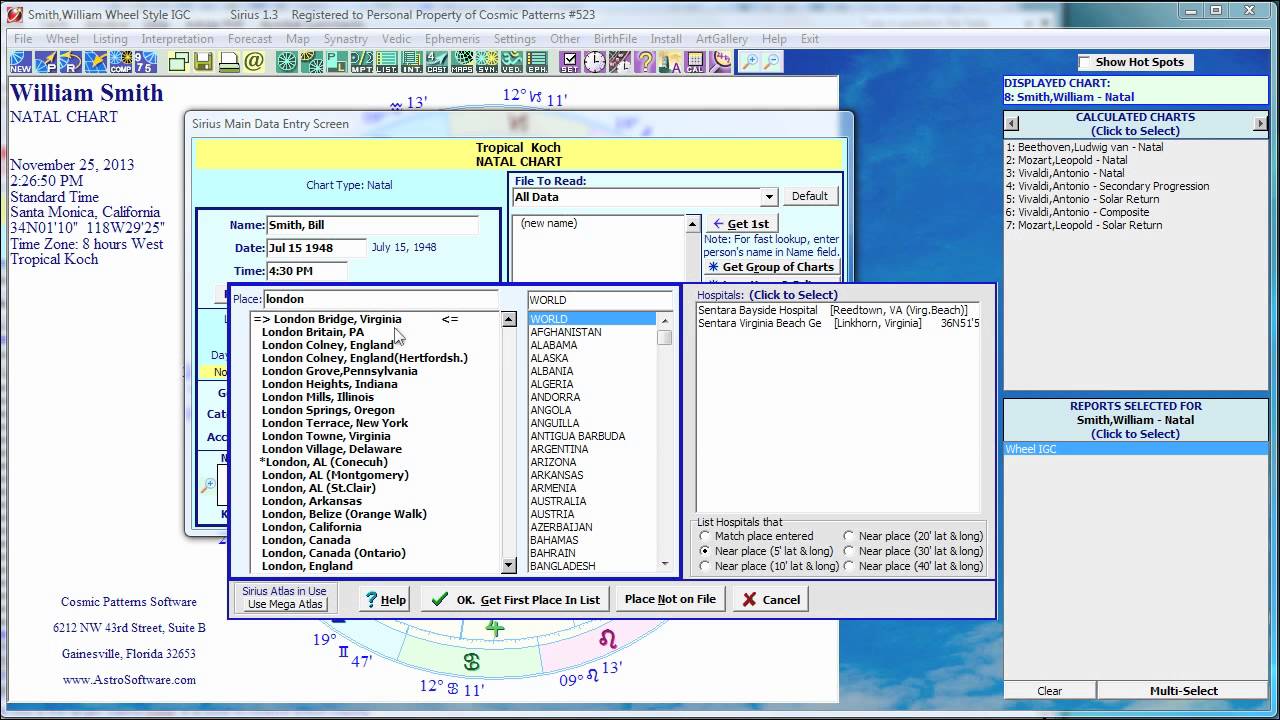 Sirius Data Entry Screen