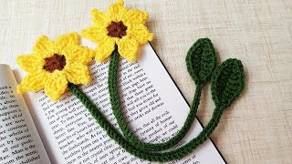 Very cute sunflower bookmark crochet tutorial 🌻 Flower Bookmark Crochet
