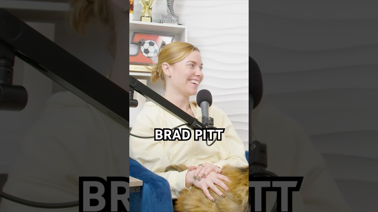 Someone is VERY excited to see Brad Pitt in F1 😂 #podcast #shorts #bradpitt #standupcomedy #F1