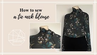 How to sew a tie neck blouse - super quick & easy sewing HACK for basic blouse patterns