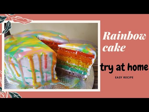 Rainbow cake|Easy homemade Colorful rainbow cake|Without oven|Trending Tasty Rainbow Cake|EasyRecipe