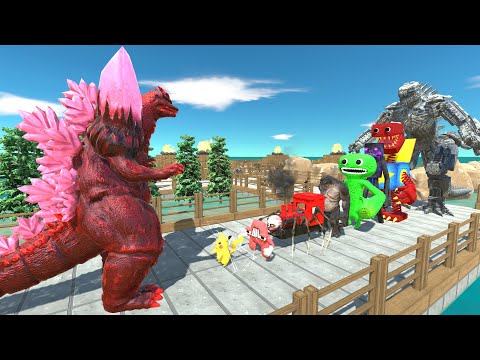 Space Godzilla Red vs Mechagodzilla PYRAMID DEATH RUN - Animal Revolt Battle Simulator