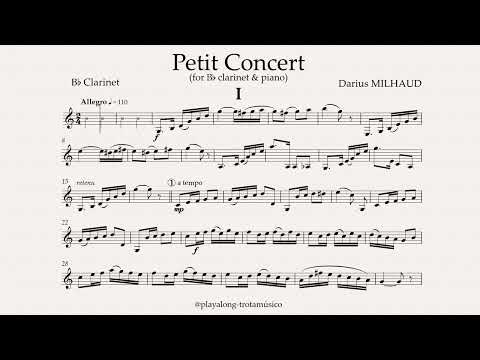 Milhaud - Petit Concert for Clarinet 1 Allegro (110 ppm) - Playalong with Piano accompaniment