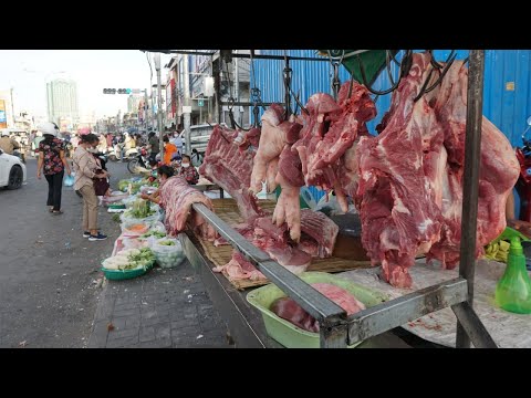 Early Morning Street Food Near Phsa Chhbar Ampov - Walking Around Street Food @ Chhbar Ampov