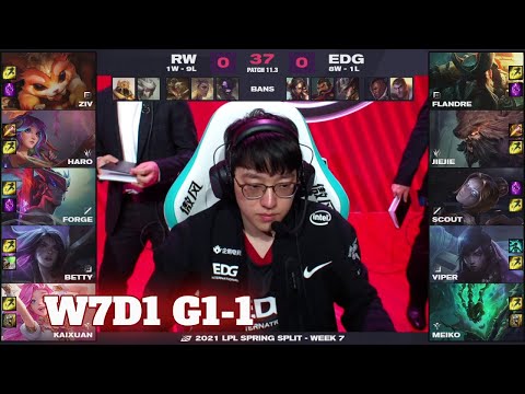 RW vs EDG - Game 1 | Week 7 Day 1 LPL Spring 2021 | Rogue Warriors vs Edward Gaming G1