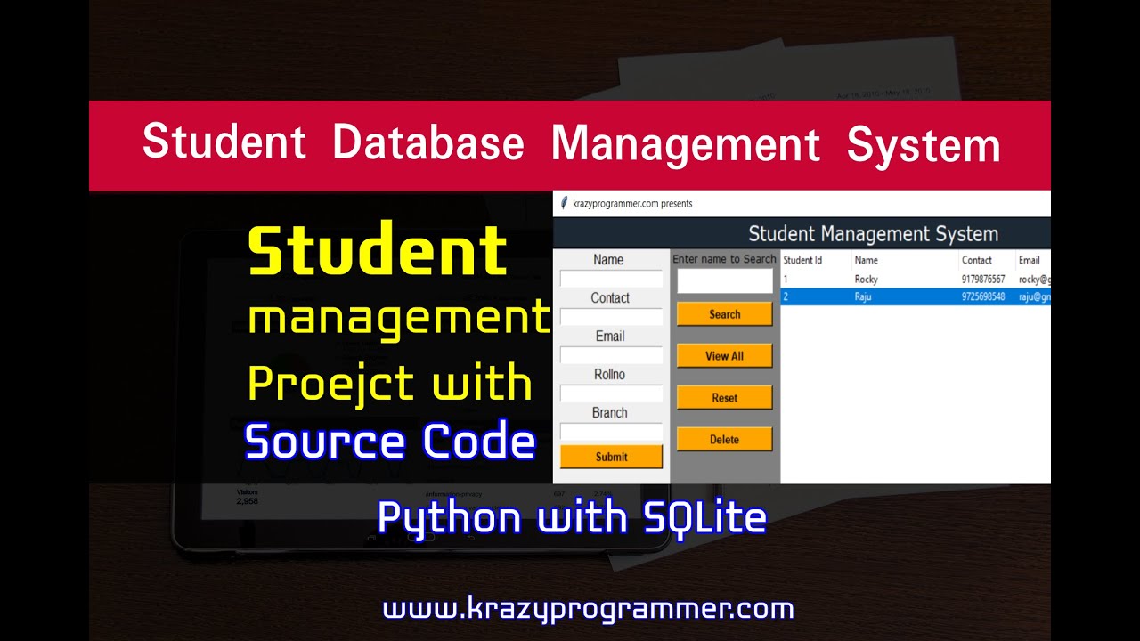 Student management system Project in Python with SQLite Database | Complete source code | SQLite3