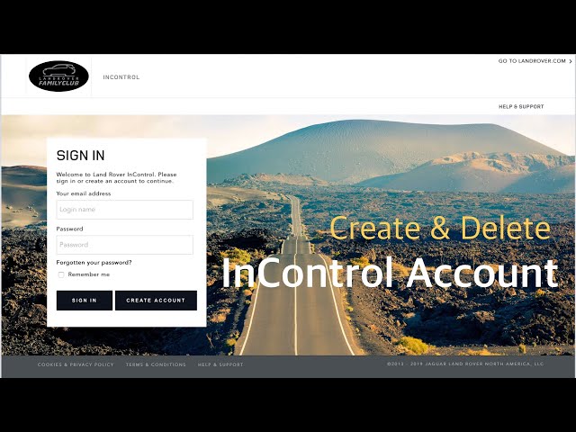 Land Rover InControl Account - Create & Delete