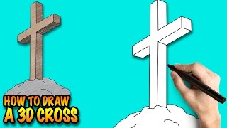 How to draw a 3D Cross - Easy step-by-step drawing lessons for kids