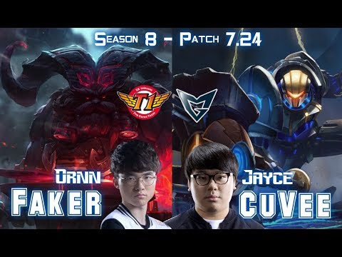 SKT T1 Faker ORNN vs SSG CuVee JAYCE Top - Patch 7.24 KR Ranked