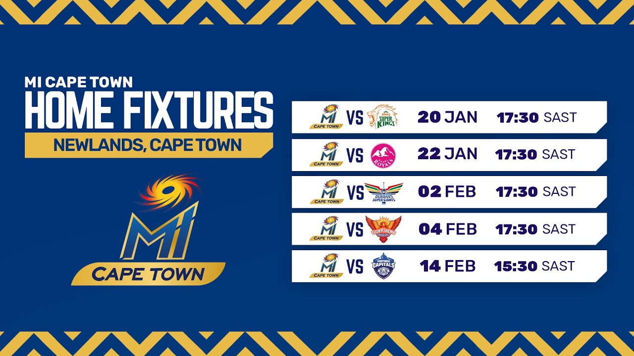 MI Cape Town Season 5 fixtures at Newlands