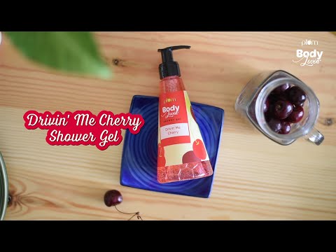 Cherry red plum body love shower gel, bottle, packaging size...