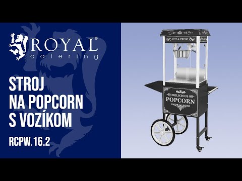 Video - Stroj na popcorn s vozíkom - retro design - čierny