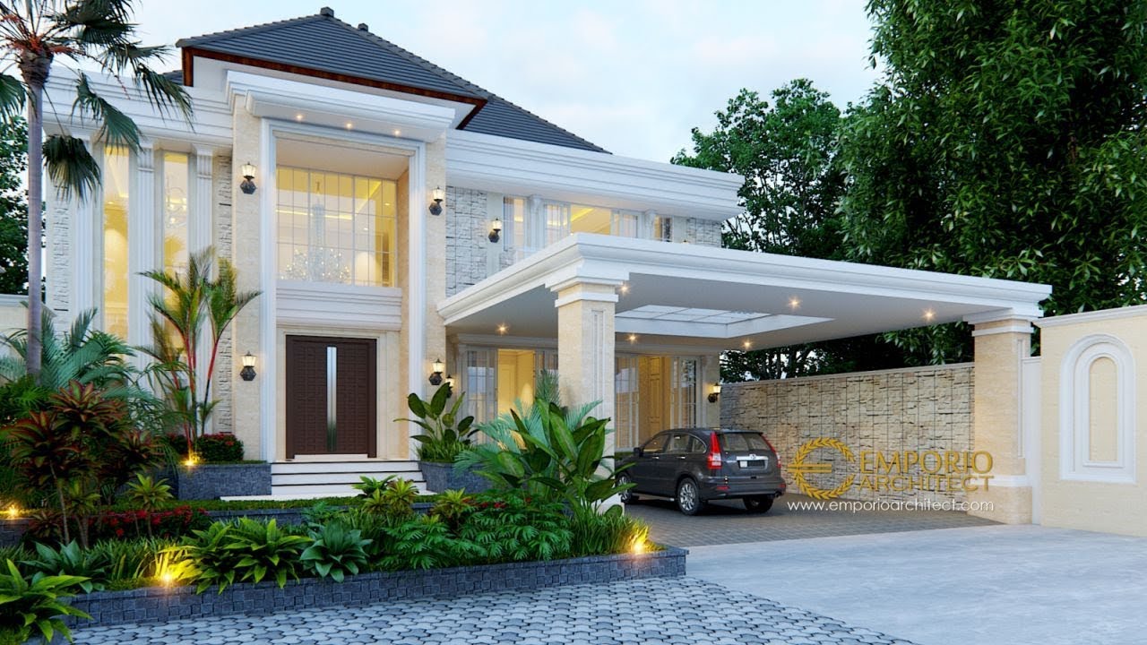 Video 3D Jasa Arsitek Desain Rumah Klasik 2 Lantai Luas 400 m2 Lebar 17 m