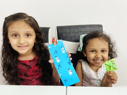 Snowman thumb print art and Christmas Tree corner Bookmark  #Origami #Kids Craft