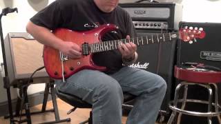 Video thumbnail for SOLD - Ernie Ball Music Man John Petrucci BFR Quilt Top in Cherry Burst by musicglryinc