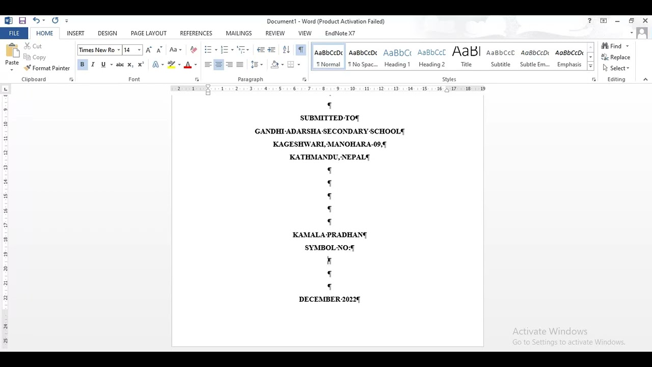 OJT report cover page format