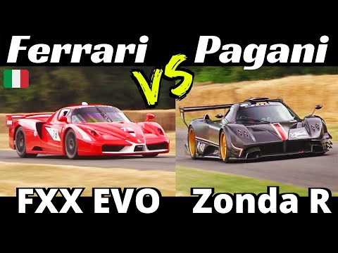 Ferrari FXX Evo vs Pagani Zonda Revolucìon - EPIC V12 N/A Engine Sound Comparison - Goodwood FOS