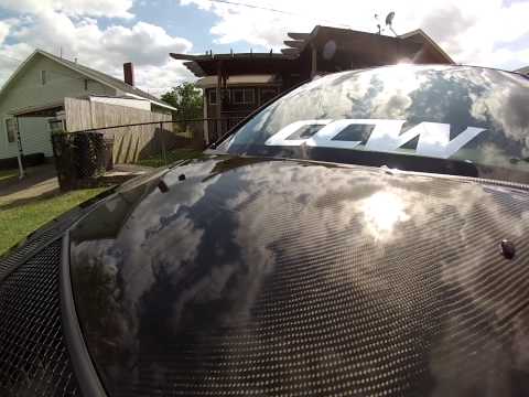 Refinished carbon fiber hood re clear coated