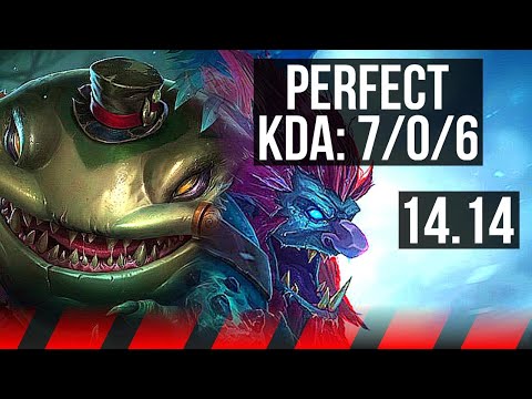 TAHM KENCH vs TRUNDLE (TOP) | 7/0/6, Rank 6 Tahm, 800+ games, Godlike | EUW Grandmaster | 14.14