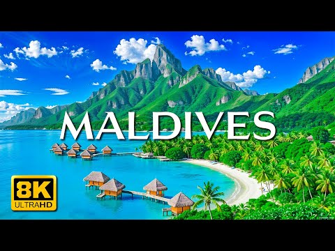 Fly Away to MALDIVES in 8K ULTRA HD - Best Tropical Island Tour with Relaxing Music and Ocean Sounds