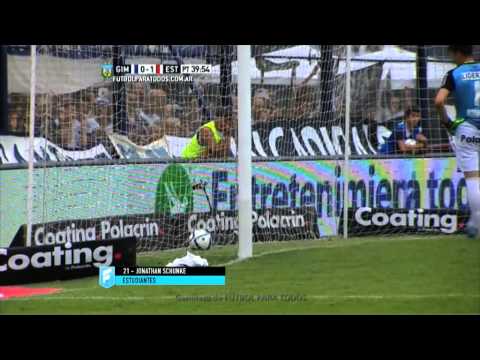 Gol de Schunke. Gimnasia 0 - Estudiantes 1. Fecha 3. Primera División 2015. FPT.