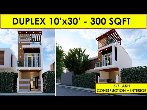 10 x 30 feet, 300 Sqft Small Modern House Plan & Interior Design, with Car Parking & Terrace Garden