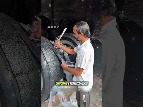 modo artesanal de recuperação de pneus. #video #engineering #curiosidades #shorts