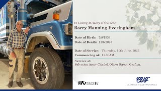 Memorial service for Barry Manning Everingham.