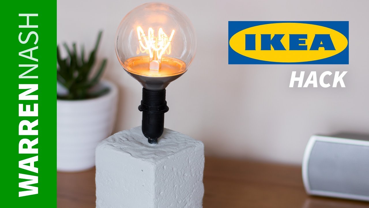 Concrete Lamp Tutorial with LED Bulb - IKEA Hack - Easy DIY by Warren Nash