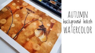 Autumn Dried Flowers with Bokeh Butterfly Watercolor Painting