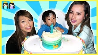 Princess ToysReview at Baby Hunter First Birthday Party! Surprise Party and Outdoor Inflatable Slide