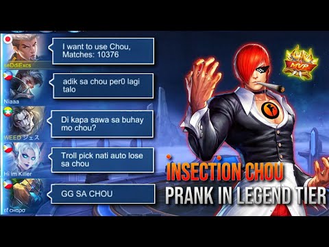 “iNSECTiON CHOU PRANK!!” 10K MATCHES NO WINRATE | DESTROYED LEGEND PLAYER IN RANK GAME! | MLBB