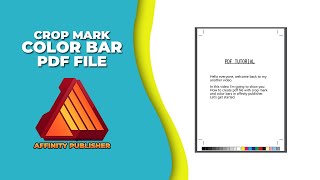 How to create pdf file with crop mark and color bars in affinity publisher