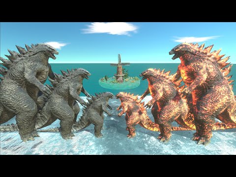 3 level growing Godzilla 2014 against all growing Godzilla - Animal Revolt Battle Simulator