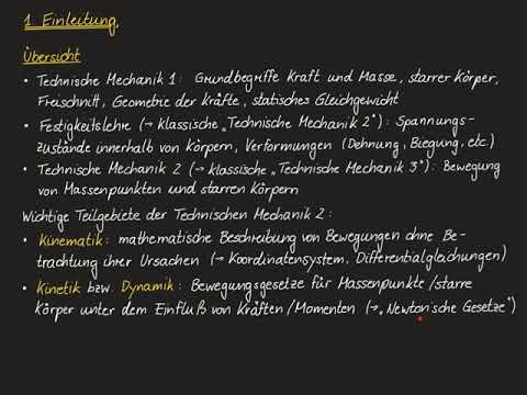 Technische Mechanik 2 - 01 Einleitung